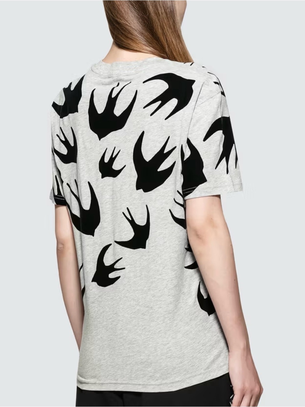Mcq Alexander Mcqueen Swallow Print Tee Grey Black S Unisex View 3